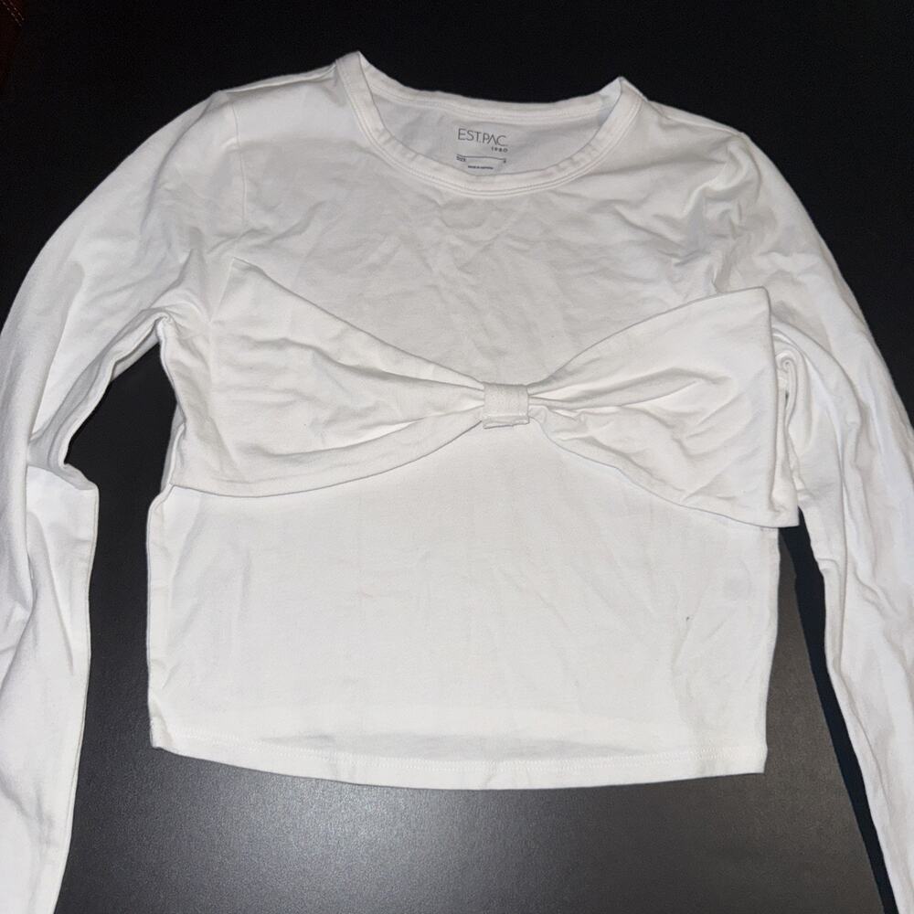 New Pacsun White Long Sleeve Crop Top By EST.PAC 1980 For Women Size S With bow